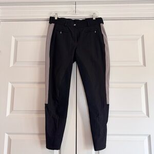 Dover Saddlery Black with Taupe Side Stripe Riding Pants/Breeches